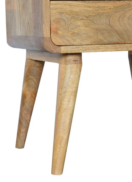 100 % Solid Mango Wood Bedside Table with 2 Smooth-Gliding Drawers, Hand-finished Desk with Nordic Legs, 35L x 45W x 55H cm, Brown Aosom UK