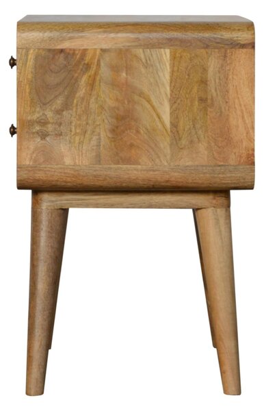 100 % Solid Mango Wood Bedside Table with 2 Smooth-Gliding Drawers, Hand-finished Desk with Nordic Legs, 35L x 45W x 55H cm, Brown Aosom UK
