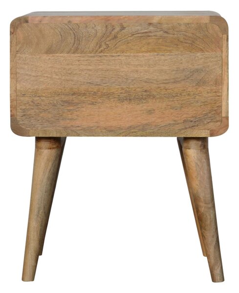 100 % Solid Mango Wood Bedside Table with 2 Smooth-Gliding Drawers, Hand-finished Desk with Nordic Legs, 35L x 45W x 55H cm, Brown Aosom UK
