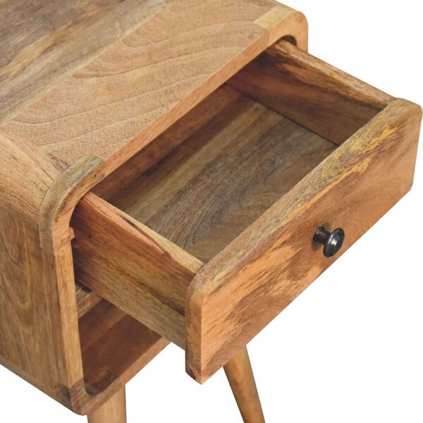 Solid Mango Wood Mini Bedside Table with Spacious Drawer and Open Slot, Hand-finished Desk with Unique Grain, 30L x 30W x 55H cm, Brown Aosom UK