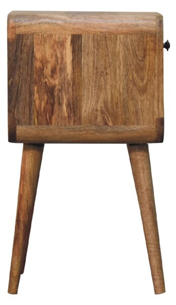 Solid Mango Wood Mini Bedside Table with Spacious Drawer and Open Slot, Hand-finished Desk with Unique Grain, 30L x 30W x 55H cm, Brown Aosom UK