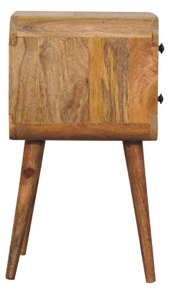 100% Solid Mango Wood Bedside Table with 2 Smooth-Gliding Drawers, Hand-Finished Desk with Nordic Legs, 30L x 30W x 55H cm, Brown Aosom UK