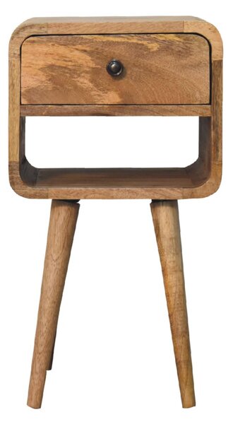 Solid Mango Wood Mini Bedside Table with Spacious Drawer and Open Slot, Hand-finished Desk with Unique Grain, 30L x 30W x 55H cm, Brown Aosom UK