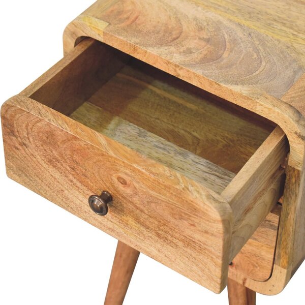 100% Solid Mango Wood Bedside Table with 2 Smooth-Gliding Drawers, Hand-Finished Desk with Nordic Legs, 30L x 30W x 55H cm, Brown Aosom UK