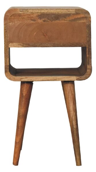 Solid Mango Wood Mini Bedside Table with Spacious Drawer and Open Slot, Hand-finished Desk with Unique Grain, 30L x 30W x 55H cm, Brown Aosom UK