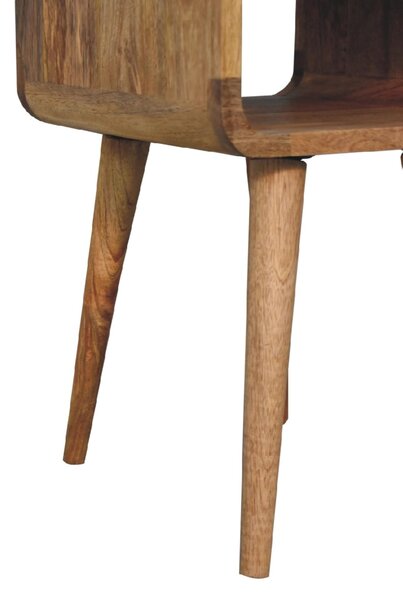 Solid Mango Wood Mini Bedside Table with Spacious Drawer and Open Slot, Hand-finished Desk with Unique Grain, 30L x 30W x 55H cm, Brown Aosom UK
