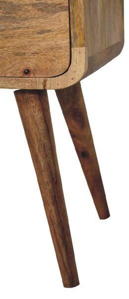 100% Solid Mango Wood Bedside Table with 2 Smooth-Gliding Drawers, Hand-Finished Desk with Nordic Legs, 30L x 30W x 55H cm, Brown Aosom UK