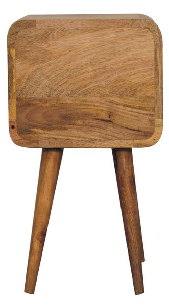 100% Solid Mango Wood Bedside Table with 2 Smooth-Gliding Drawers, Hand-Finished Desk with Nordic Legs, 30L x 30W x 55H cm, Brown Aosom UK