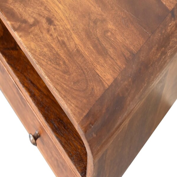 100 % Solid Mango Wood Mini Media Unit with Smooth-Glide Drawers and Open Slot, TV Unit with Unique Grain, 30L x 60W x 45H cm, Brown Aosom UK