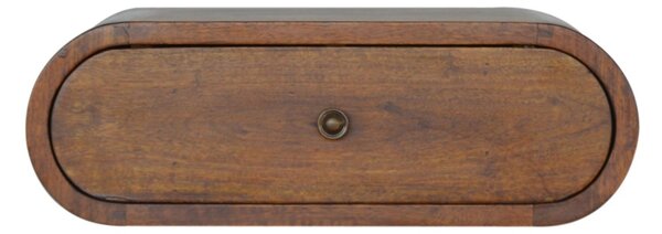 Solid Wood Wall-Mounted Round Bedside with Stain-Based Finish and Drawer, Desk with Clear Natural Finish, 32L x 45W x 15H cm, Brown Aosom UK
