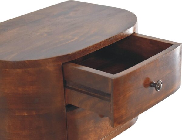 Solid Mango Wood Floating Bedside Unit with Smooth-Gliding Drawers, Space-Saving Desk with Clear Natural Finish, 30L x 45W x 25H cm, Brown Aosom UK