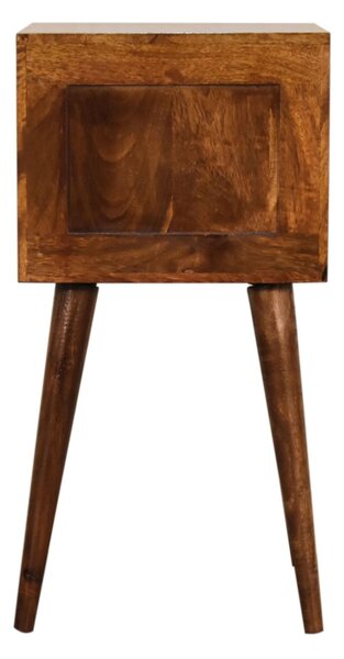 Solid Mango Wood Mini Bedside Cabinet with 2 Smooth-Gliding Drawers, Handcrafted Desk with Nordic Slim Legs, 30L x 30W x 57H cm, Brown Aosom UK