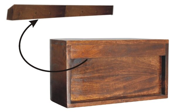 Solid Mango Wood Floating Bedside Unit with Smooth-Gliding Drawers, Space-Saving Desk with Clear Natural Finish, 30L x 45W x 25H cm, Brown Aosom UK