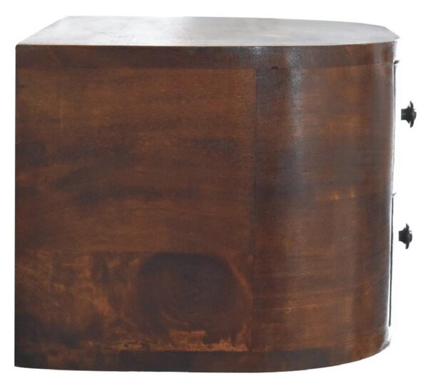 Solid Mango Wood Floating Bedside Unit with Smooth-Gliding Drawers, Space-Saving Desk with Clear Natural Finish, 30L x 45W x 25H cm, Brown Aosom UK