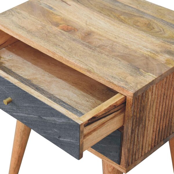 Solid Mango Wood Slade Bedside Table with 2 Drawers and Nordic-Style Legs, Hand-Painted Desk for Bedroom, 35L x 45W x 58H cm, Brown Aosom UK