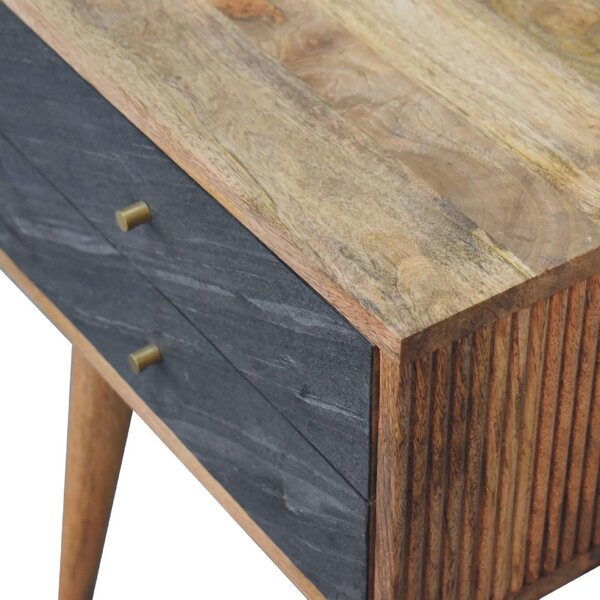 Solid Mango Wood Slade Bedside Table with 2 Drawers and Nordic-Style Legs, Hand-Painted Desk for Bedroom, 35L x 45W x 58H cm, Brown Aosom UK