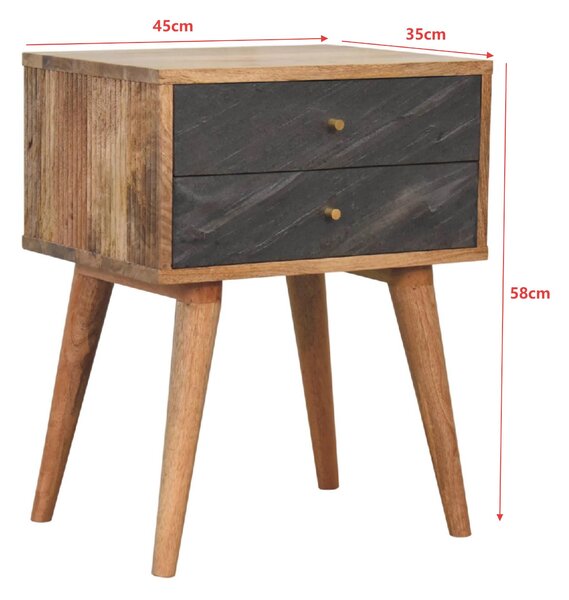 Solid Mango Wood Slade Bedside Table with 2 Drawers and Nordic-Style Legs, Hand-Painted Desk for Bedroom, 35L x 45W x 58H cm, Brown Aosom UK