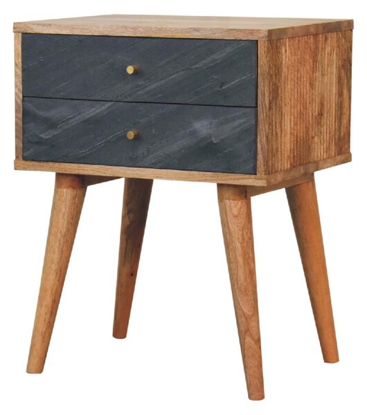 Solid Mango Wood Slade Bedside Table with 2 Drawers and Nordic-Style Legs, Hand-Painted Desk for Bedroom, 35L x 45W x 58H cm, Brown Aosom UK