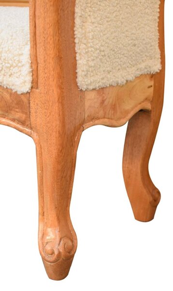 Solid Wood Boucle French Style Bench with Textural Upholstery, Handcrafted Durable Stool for Living Room, 30L x 100W x 53H cm, Brown Aosom UK