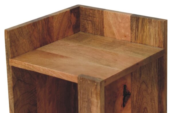 Solid Mango Wood Bedside Table with Open Box Storage and Shelf, Handcrafted Desk with Clear Natural Finish, 28L x 28W x 50H cm, Brown Aosom UK