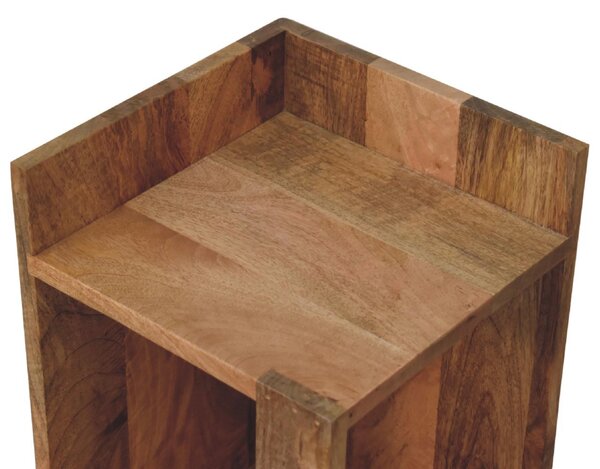 Solid Mango Wood Bedside Table with Open Box Storage and Shelf, Handcrafted Desk with Clear Natural Finish, 28L x 28W x 50H cm, Brown Aosom UK
