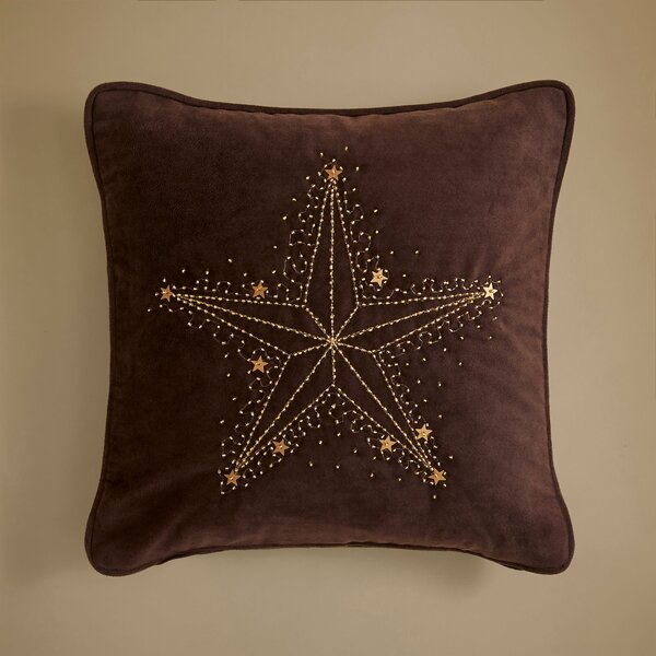 Chocolate Velour Star Square Cushion