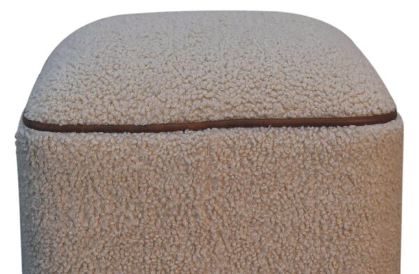 Solid Mango Wood Footstool with High-resilience Cushioning and Drawer, Upholstered Top Seat with Ball Feet, 38L x 38W x 40H cm, Brown Aosom UK