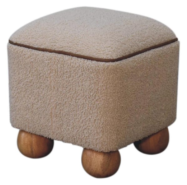 Solid Mango Wood Footstool with High-resilience Cushioning and Drawer, Upholstered Top Seat with Ball Feet, 38L x 38W x 40H cm, Brown Aosom UK
