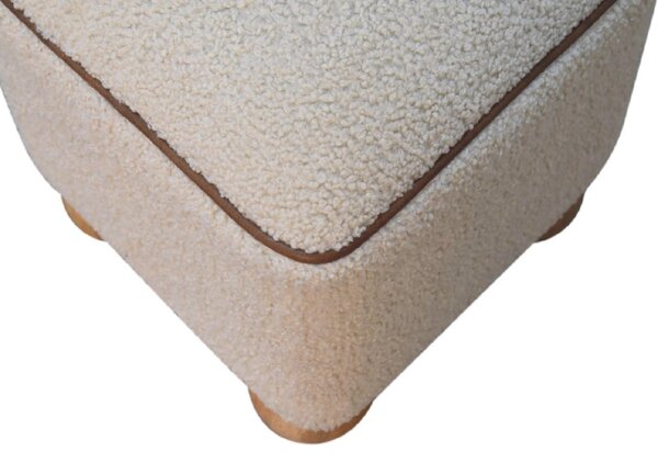 Solid Mango Wood Footstool with High-resilience Cushioning and Drawer, Upholstered Top Seat with Ball Feet, 38L x 38W x 40H cm, Brown Aosom UK