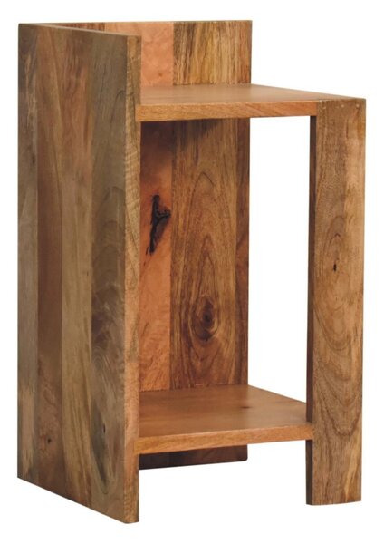 Solid Mango Wood Bedside Table with Open Box Storage and Shelf, Handcrafted Desk with Clear Natural Finish, 28L x 28W x 50H cm, Brown Aosom UK