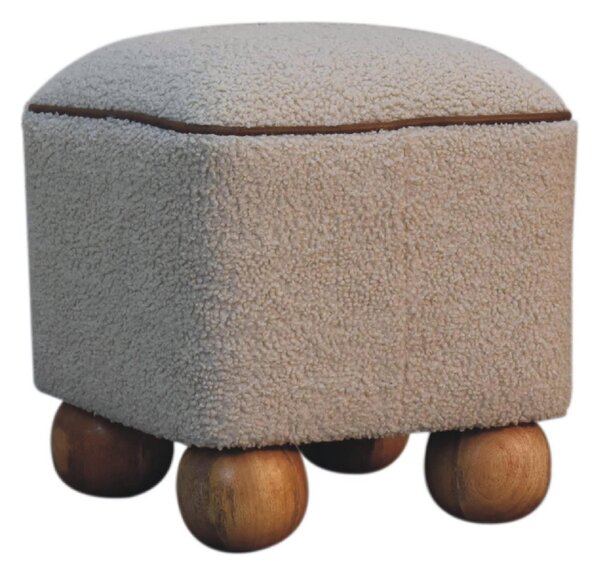Solid Mango Wood Footstool with High-resilience Cushioning and Drawer, Upholstered Top Seat with Ball Feet, 38L x 38W x 40H cm, Brown Aosom UK