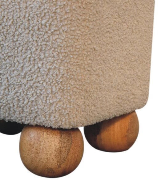 Solid Mango Wood Footstool with High-resilience Cushioning and Drawer, Upholstered Top Seat with Ball Feet, 38L x 38W x 40H cm, Brown Aosom UK