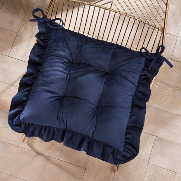 Frilled Edge Navy Seat Pad