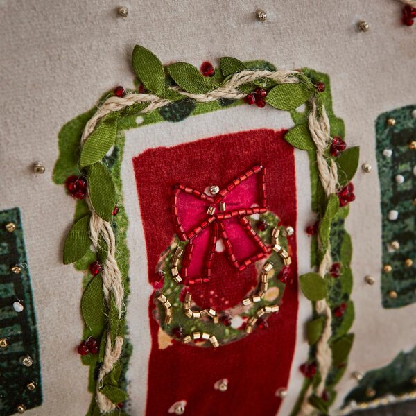 Embellished Christmas House Cushion