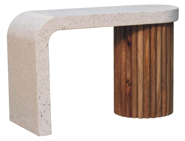 Solid Mango Wood Coffee Table with Artisan Finish, Hand‑painted Terrazzo Top, Durable Desk for Living Room, 30L x 70W x 45H cm, Brown Aosom UK