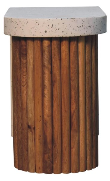 Solid Mango Wood Coffee Table with Artisan Finish, Hand‑painted Terrazzo Top, Durable Desk for Living Room, 30L x 70W x 45H cm, Brown Aosom UK