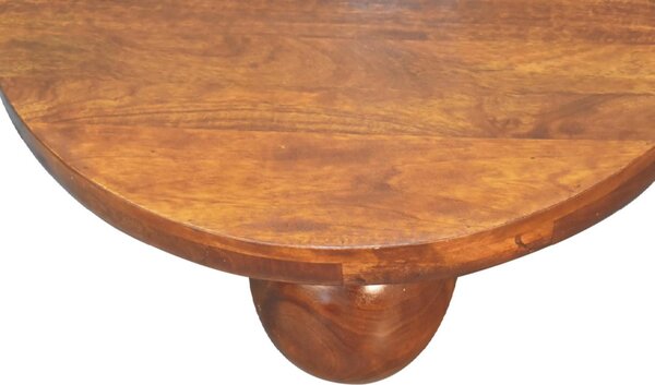 Solid Mango Wood Centre Table with Sculptural Central Ball Base, Handcrafted Desk with Stain-Based Finish, 80L x 80W x 23H cm, Brown Aosom UK
