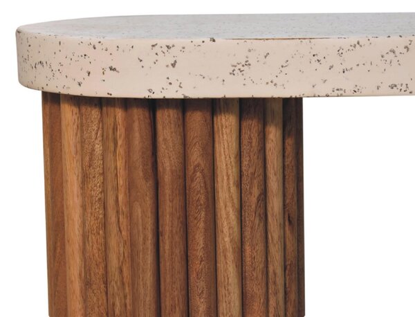 Solid Mango Wood Coffee Table with Artisan Finish, Hand‑painted Terrazzo Top, Durable Desk for Living Room, 30L x 70W x 45H cm, Brown Aosom UK