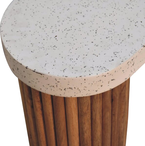 Solid Mango Wood Coffee Table with Artisan Finish, Hand‑painted Terrazzo Top, Durable Desk for Living Room, 30L x 70W x 45H cm, Brown Aosom UK
