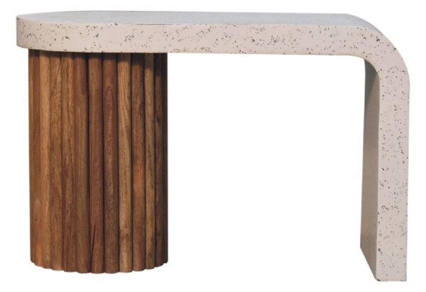 Solid Mango Wood Coffee Table with Artisan Finish, Hand‑painted Terrazzo Top, Durable Desk for Living Room, 30L x 70W x 45H cm, Brown Aosom UK