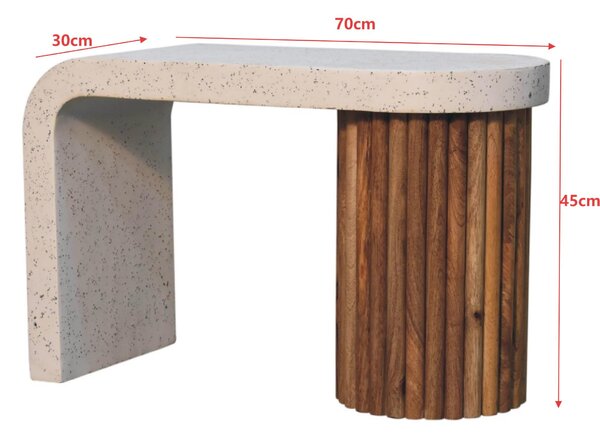 Solid Mango Wood Coffee Table with Artisan Finish, Hand‑painted Terrazzo Top, Durable Desk for Living Room, 30L x 70W x 45H cm, Brown Aosom UK
