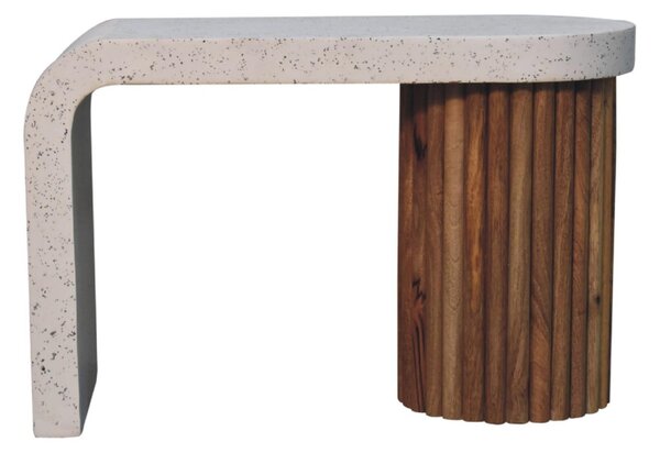 Solid Mango Wood Coffee Table with Artisan Finish, Hand‑painted Terrazzo Top, Durable Desk for Living Room, 30L x 70W x 45H cm, Brown Aosom UK