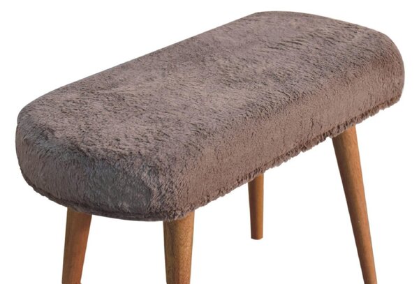 Solid Wood Upholstered Bench with Nordic-Style Legs, Eco-Conscious Design, Plush Faux-Fur Seat for Living Room, 35L x 78W x 50H cm, Brown Aosom UK
