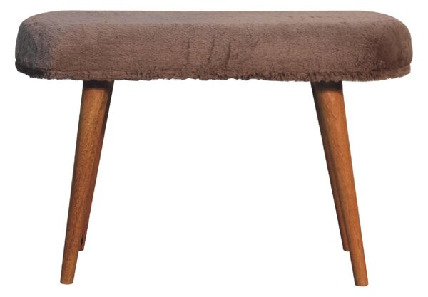 Solid Wood Upholstered Bench with Nordic-Style Legs, Eco-Conscious Design, Plush Faux-Fur Seat for Living Room, 35L x 78W x 50H cm, Brown Aosom UK