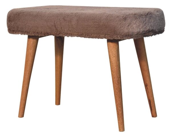 Solid Wood Upholstered Bench with Nordic-Style Legs, Eco-Conscious Design, Plush Faux-Fur Seat for Living Room, 35L x 78W x 50H cm, Brown Aosom UK