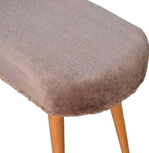 Solid Wood Upholstered Bench with Nordic-Style Legs, Eco-Conscious Design, Plush Faux-Fur Seat for Living Room, 35L x 78W x 50H cm, Brown Aosom UK