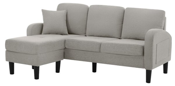 3-seater L-shaped Corner Sofa with Reversible Chaise and Soft Padded Seats, Sofa Bed with Plastic Legs, 166L x 118W x 77H cm, Gray Aosom UK