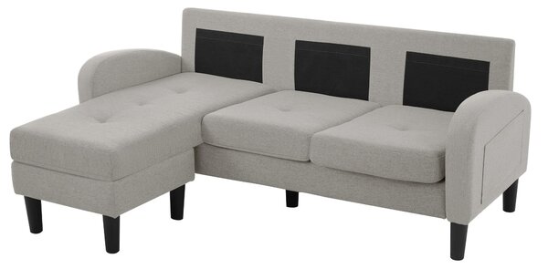 3-seater L-shaped Corner Sofa with Reversible Chaise and Soft Padded Seats, Sofa Bed with Plastic Legs, 166L x 118W x 77H cm, Gray Aosom UK