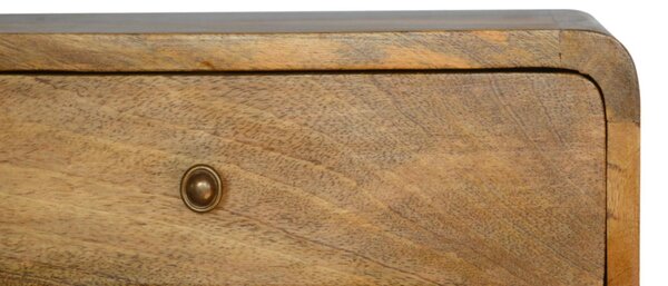 Solid Wood Floating Bedside Table with Drawer and Open Shelf, Handcrafted Desk with Clear Natural Finish, 32L x 45W x 25H cm, Brown Aosom UK