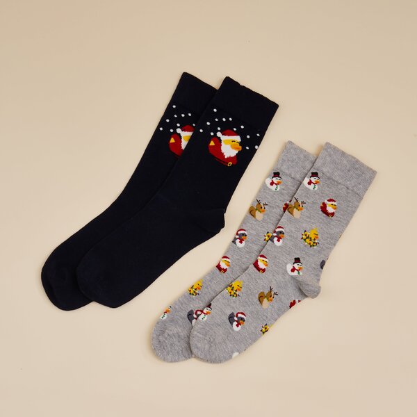 Pack of 2 Christmas Duck Mens Cotton Socks